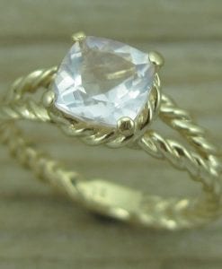 Morganite Engagement Ring,  Gold Morganite Braided Rope Engagement Ring