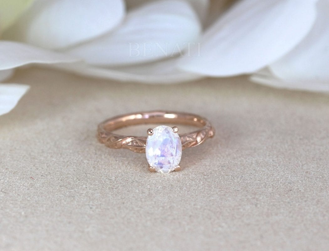 oval moonstone engagement ring
